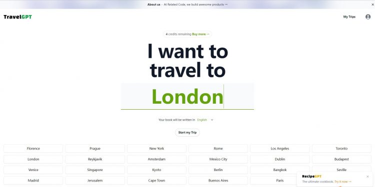 TravelGPT Homepage