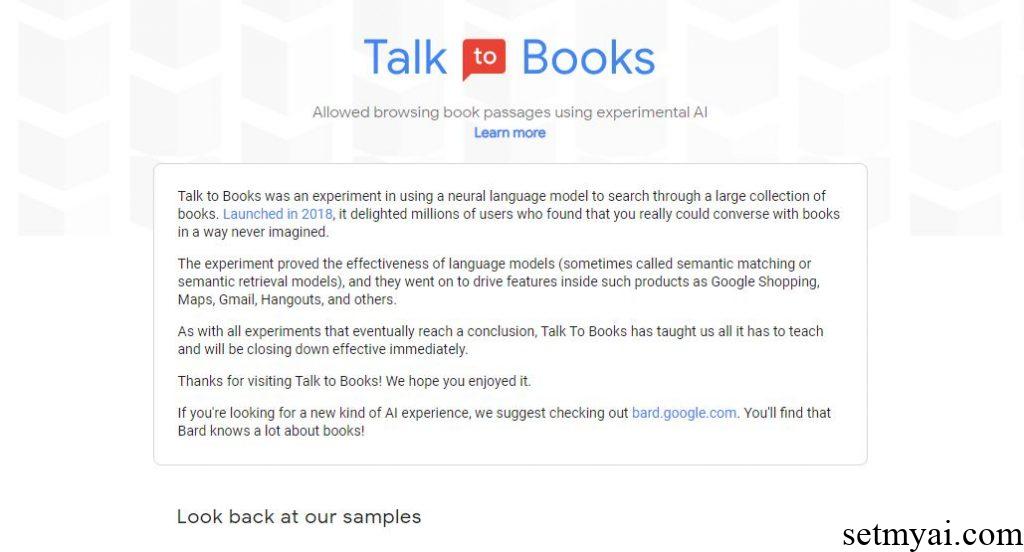 Talk to Books Homepage