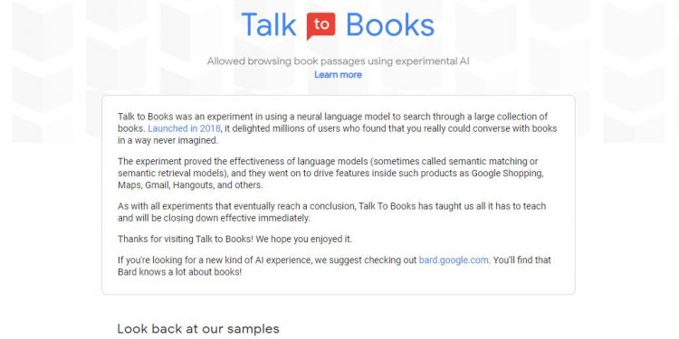 Talk to Books Homepage