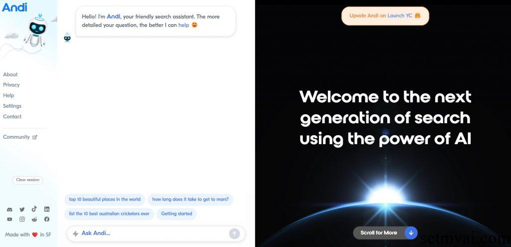 Andy Search Homepage