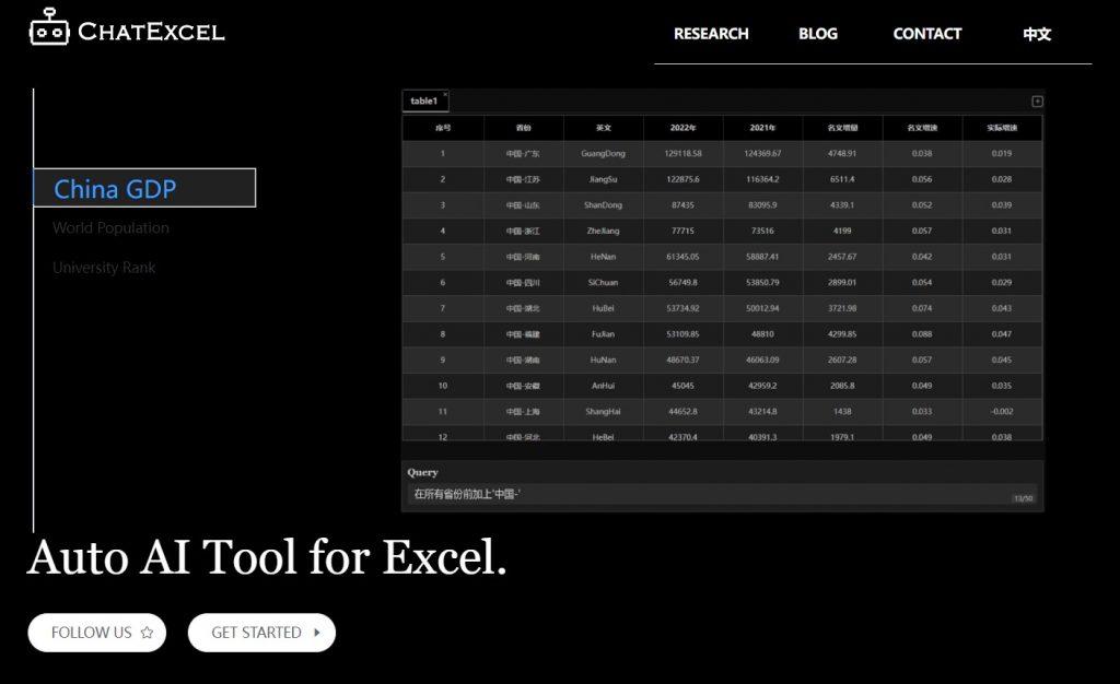 ChatExcel Homepage
