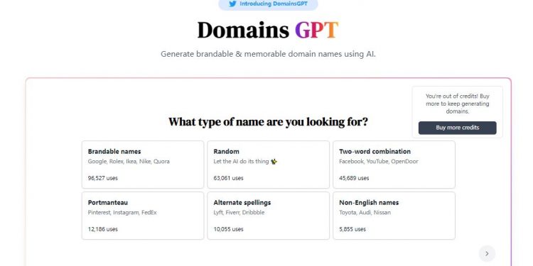 DomainsGPT Homepage