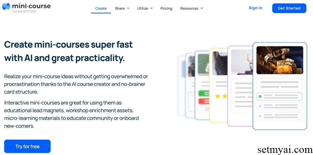 Mini Course Generator Homepage