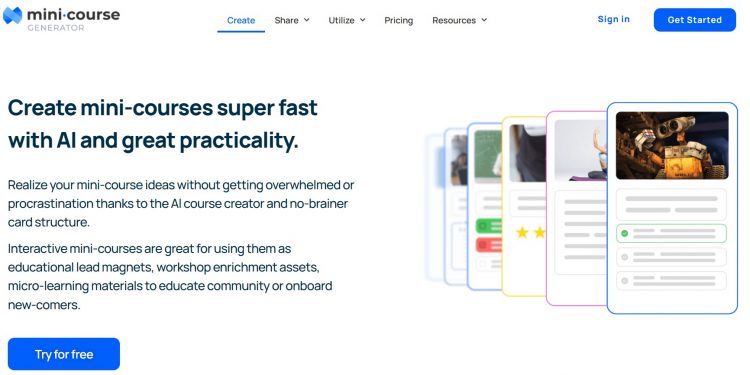 Mini Course Generator Homepage