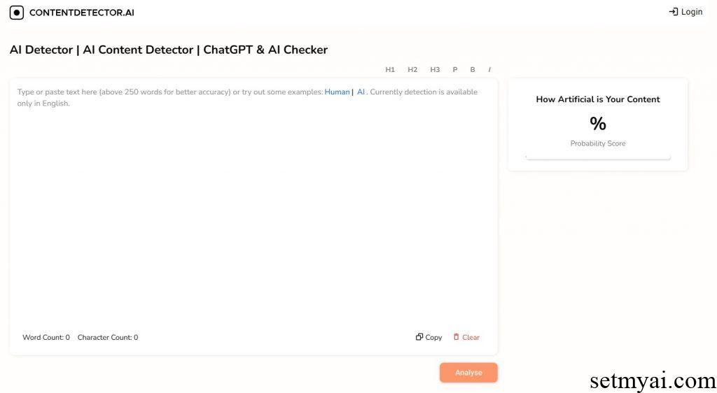 Content Detector Homepage