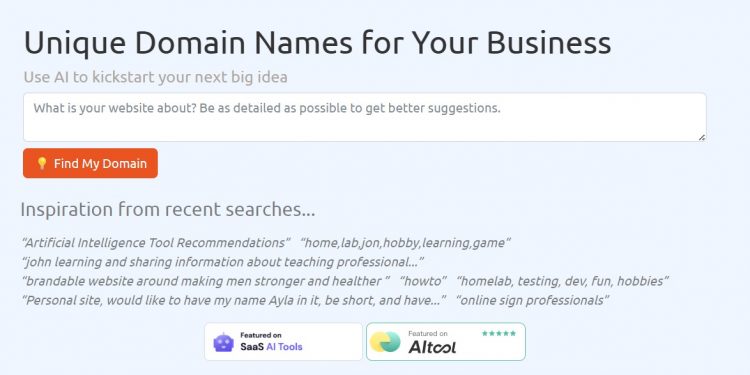 Domain Brainstormer Homepage