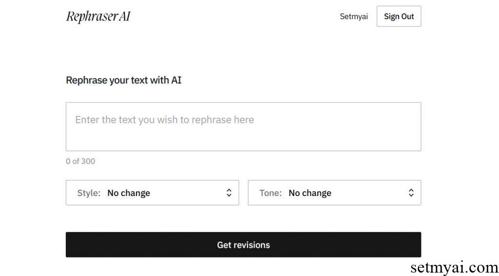 Rephraser AI Homepage