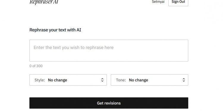Rephraser AI Homepage