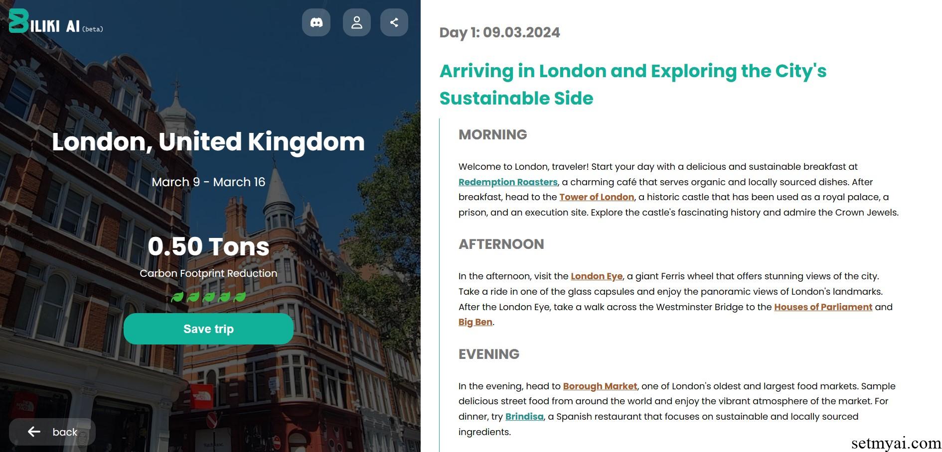 Biliki ai sustainable tourism planning tool ai tools navigation