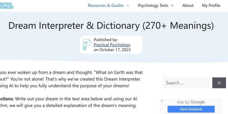 Dream Interpreter Homepage