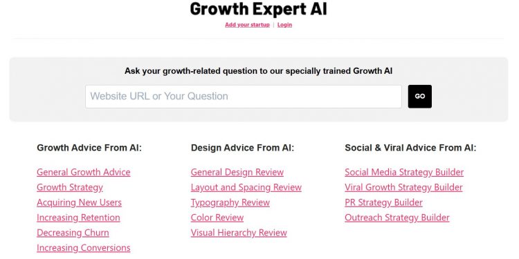 Growth Expert AI Homepage