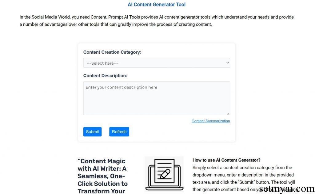 AI Content Generator Homepage