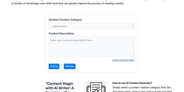 AI Content Generator Homepage