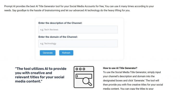 AI Title Generator Homepage
