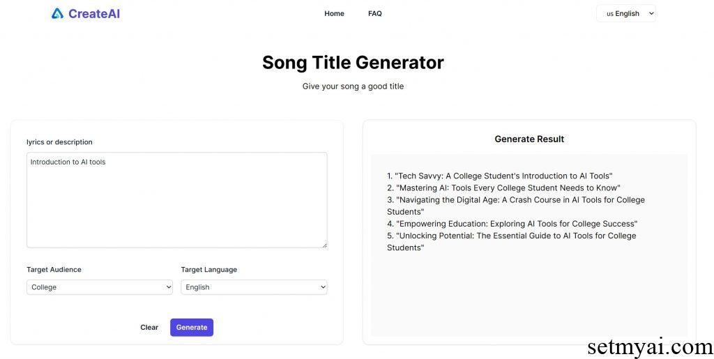 Create AI Song Title