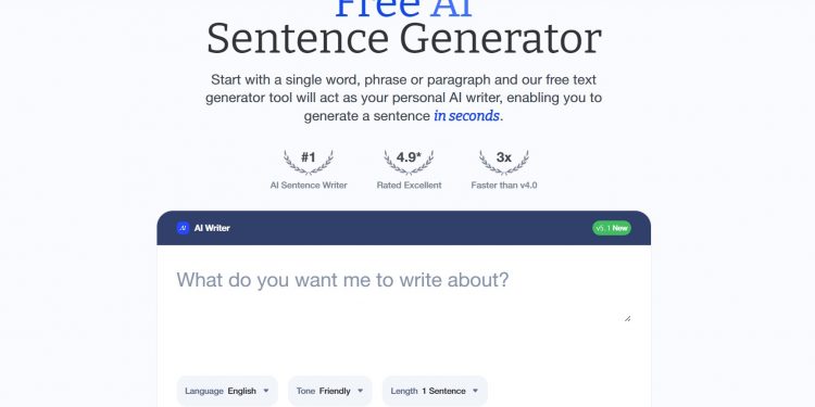 AI Sentence Generator Homepage