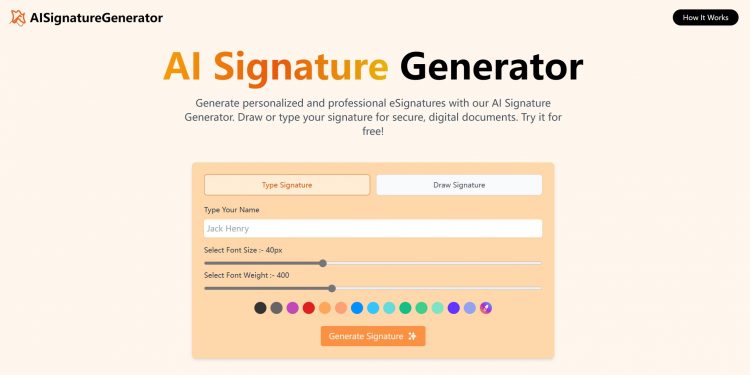 AI Signature Generator Homepage