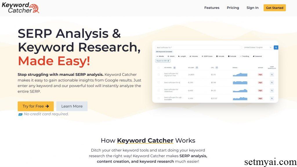 Keyword Catcher Homepage