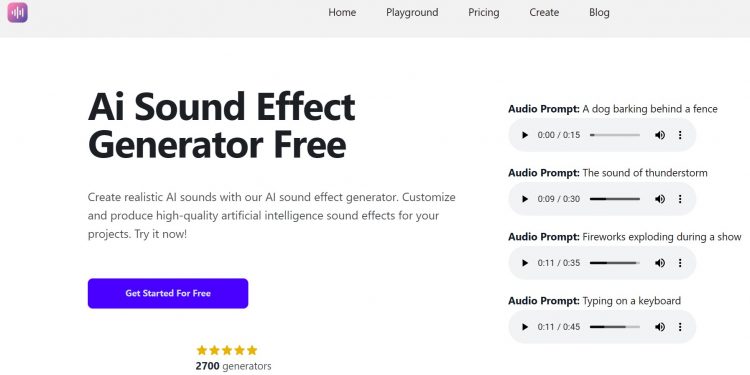 AI Sound Effect Generator Homepage