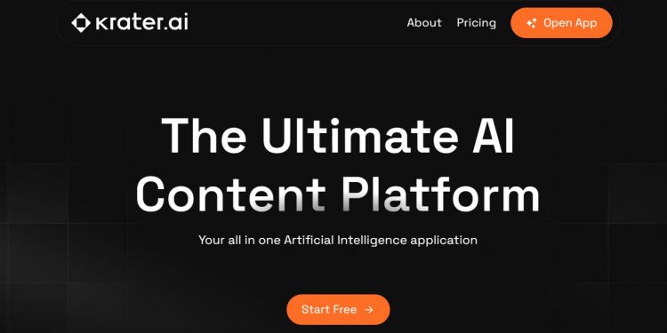 Krater AI Homepage