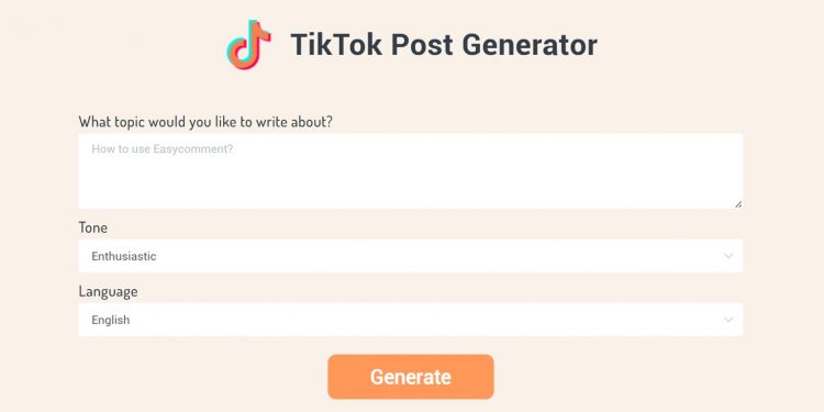 TikTok Post Generator Homepage