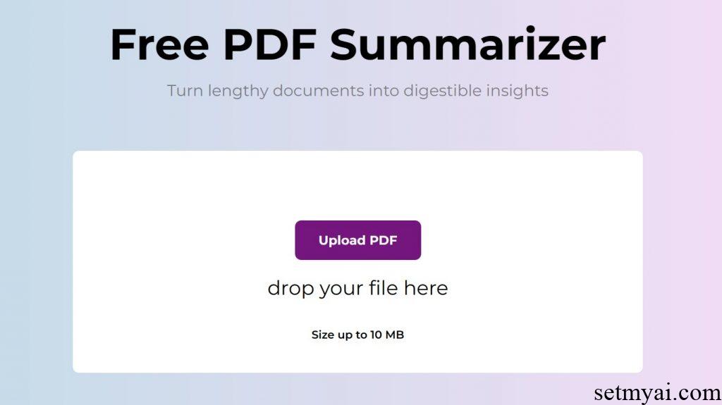 Free PDF Summarizer Homepage