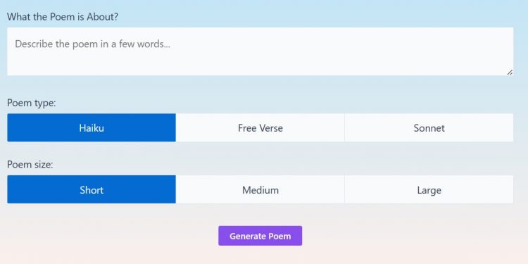 Poem Generator Homepage