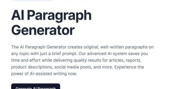 AI Paragraph Generator Homepage