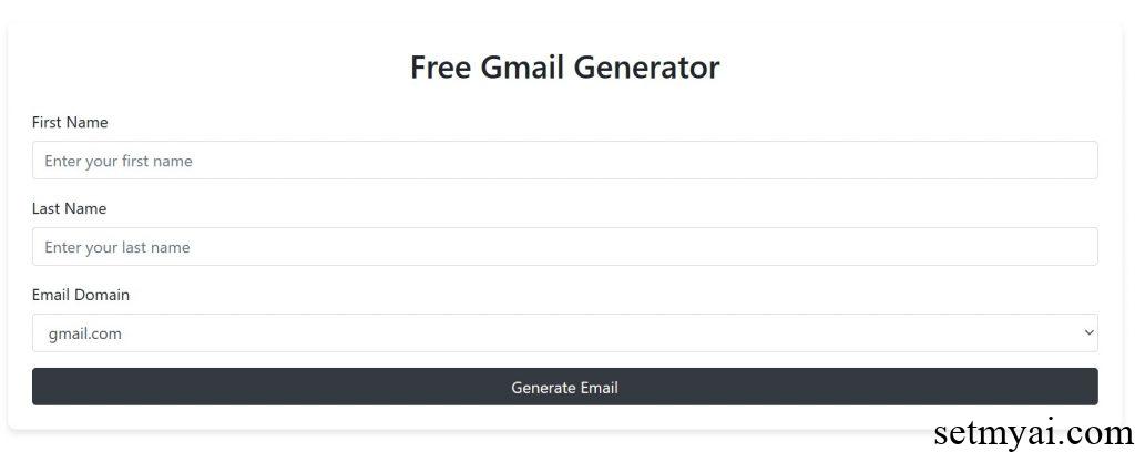 Free Gmail Generator Homepage