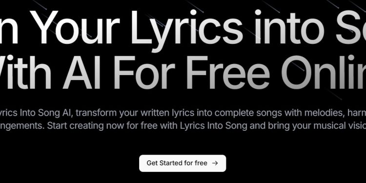 Lyrics Into Song AI Homepage